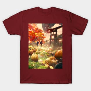 Japanese Pumpkin Spice Pumpkin Patches Fall Season of Halloween Joy T-Shirt